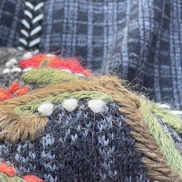 Icelandic Design Women M Wool Art-to-Wear Sweater Jacket Embroidered Cottagecore - Picture 10 of 14